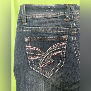 LOW RISE HYDRAULIC VINTAGE DARK WASH DISTRESS JEANS N WITH TAGS SIZE 0 JUNIORS